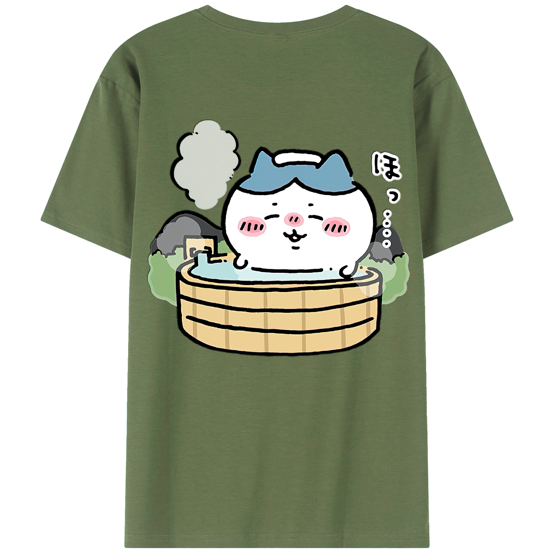 （画像用） ちいかわ ハチワレ Chii-kawa hachiware 綿100％ メンズ半袖Tシャツ（バックプリント） 通気性